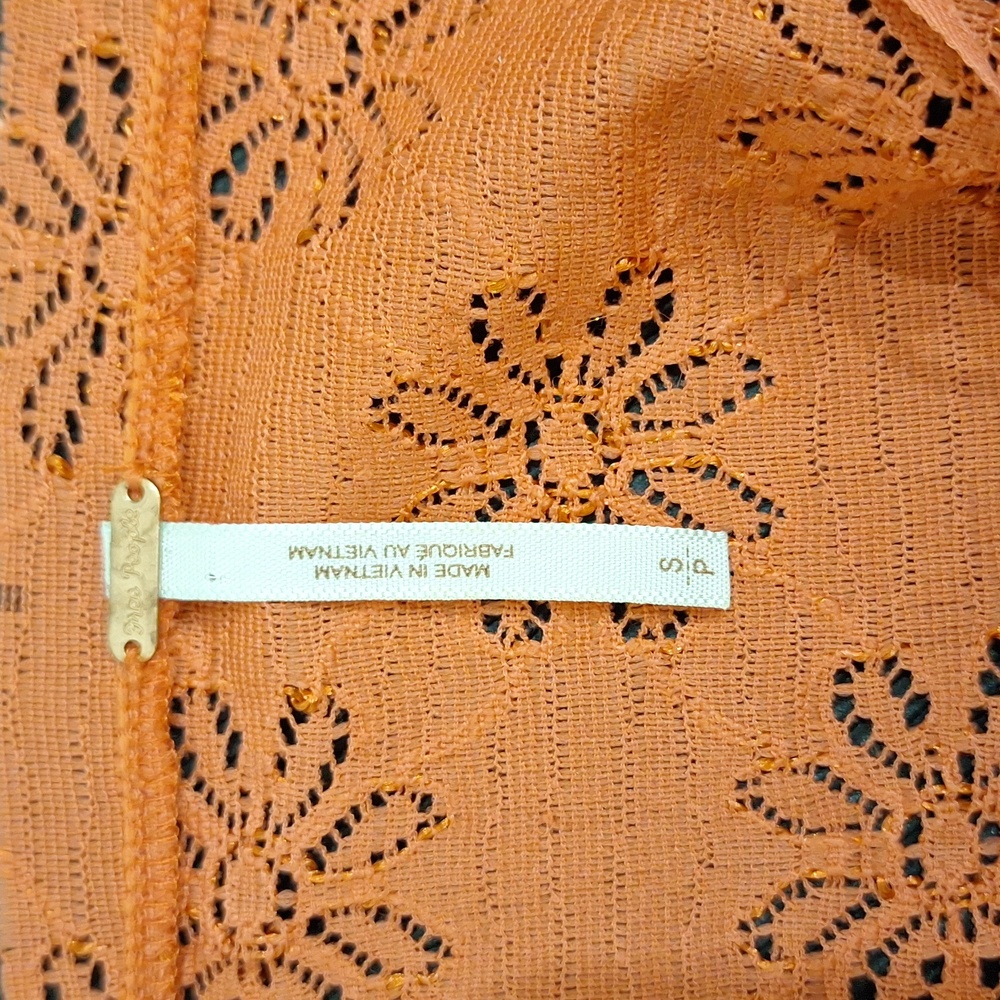 FREE PEOPLE Coral Lace Short Sleeve Fitted Dress - Picture 7 of 11